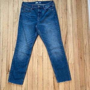 High rise slim straight jeans